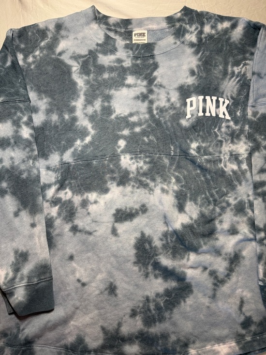 PINK Victoria's Secret Tops - PINK Blue Gray Tie-Dye Crewneck Sweatshirt